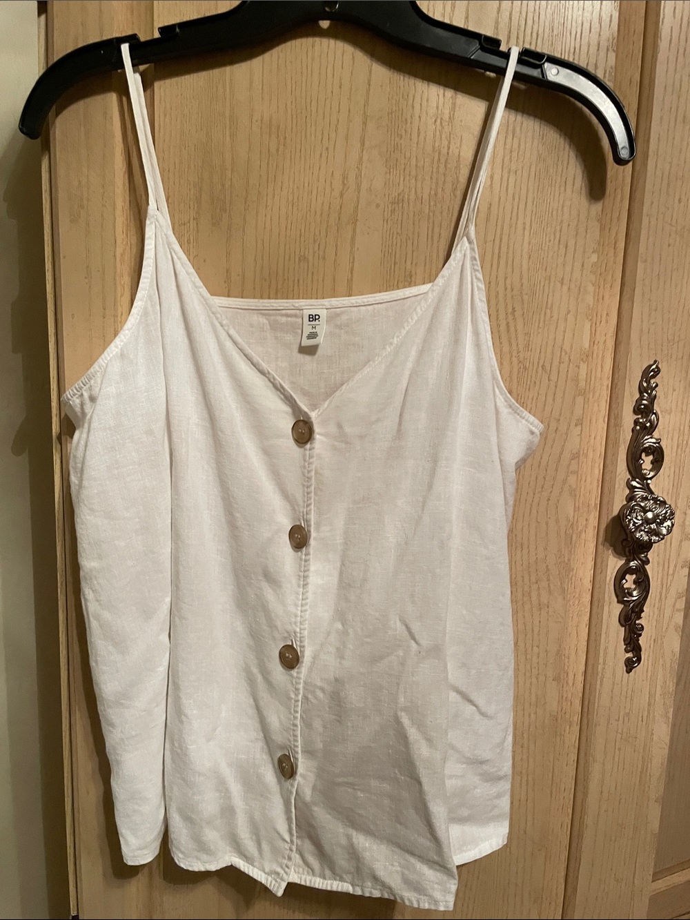 bp White Linen Button-Front Camisole